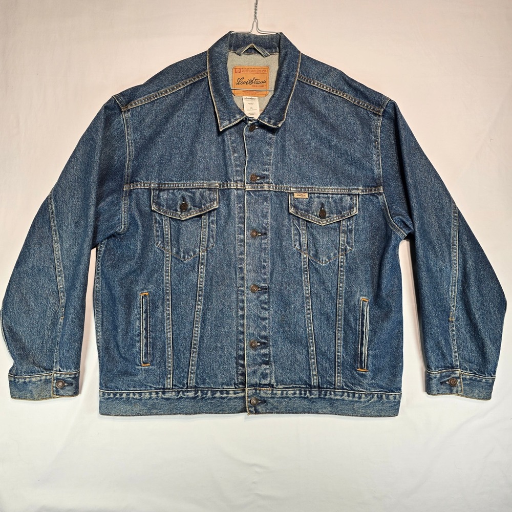 Levi Strauss Signature Mens 2XL Blue Denim Trucker Jacket 100% Cotton